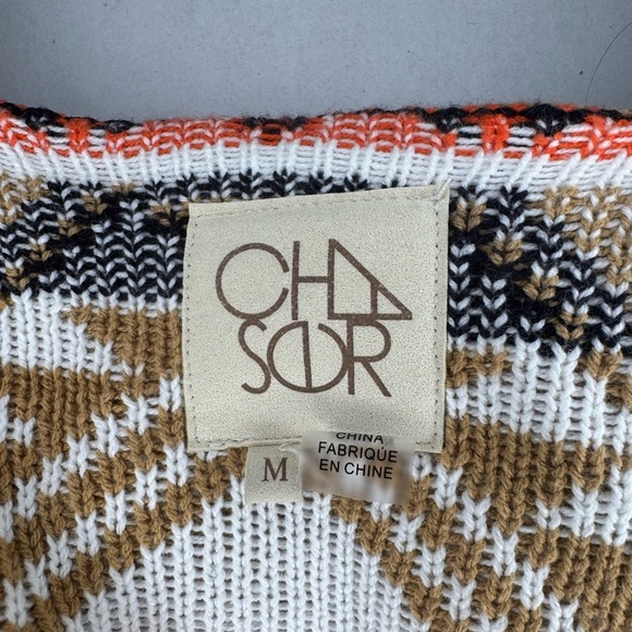 Chaser Tan and Pink Cardigan with Geometric Patterns - Picture 11 of 12